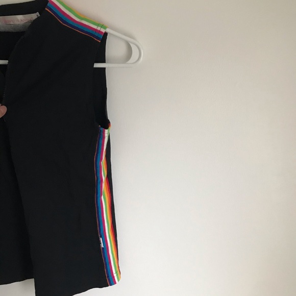 Rainbow Striped Black Full Zip Vest - M - Picture 4 of 6